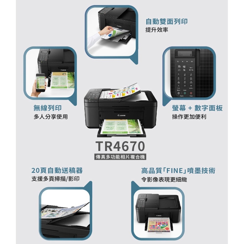 Canon TR4670【送電話線+含墨水匣】全新品 傳真多功能印表機 噴墨-細節圖5