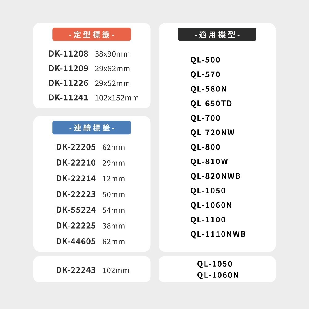 Brother DK 高品質副廠連續標籤帶 12mm 29mm 38mm 50mm 54mm 62mm 102mm-細節圖5