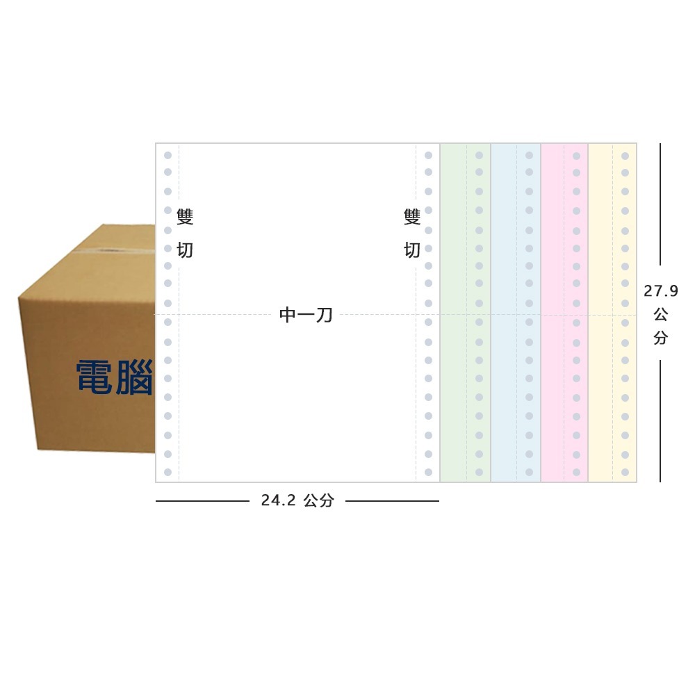 【電腦連續報表紙】5P 9.5 x 11 五聯式 雙切 中一刀 台灣製造-細節圖4
