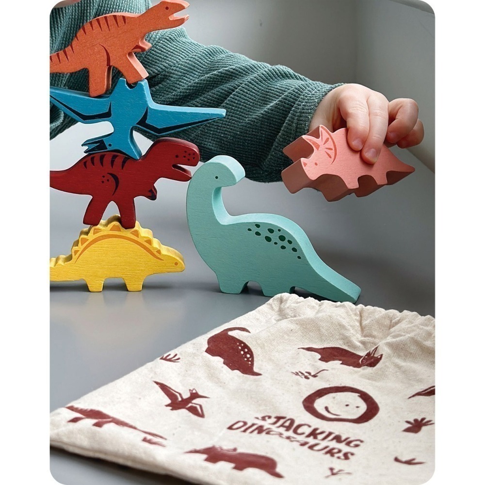 美國 Mentari-恐龍疊疊樂(木製玩具/手眼協調)-細節圖8