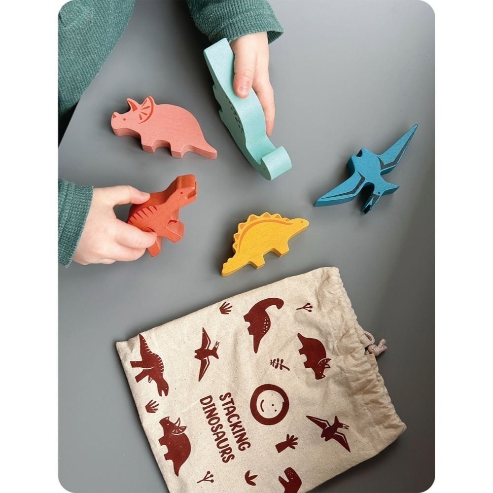 美國 Mentari-恐龍疊疊樂(木製玩具/手眼協調)-細節圖10
