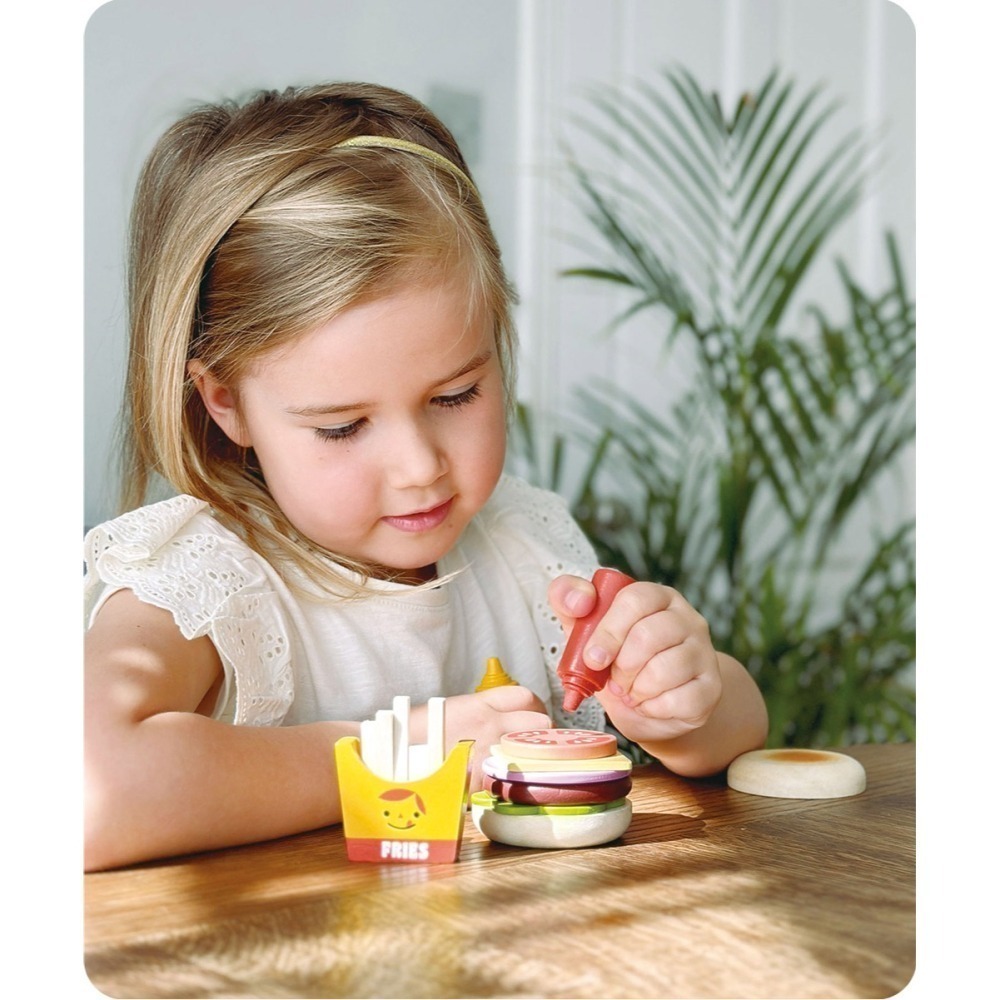 美國 Mentari-美式漢堡速食組(木製玩具/角色扮演)-細節圖6