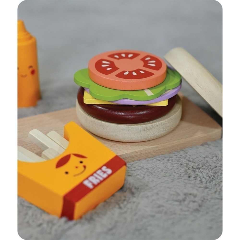 美國 Mentari-美式漢堡速食組(木製玩具/角色扮演)-細節圖8