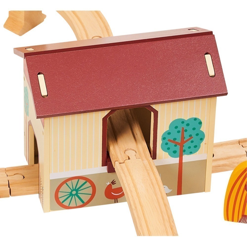 美國 Mentari-農莊火車軌道組(木製玩具/建構式)-細節圖5