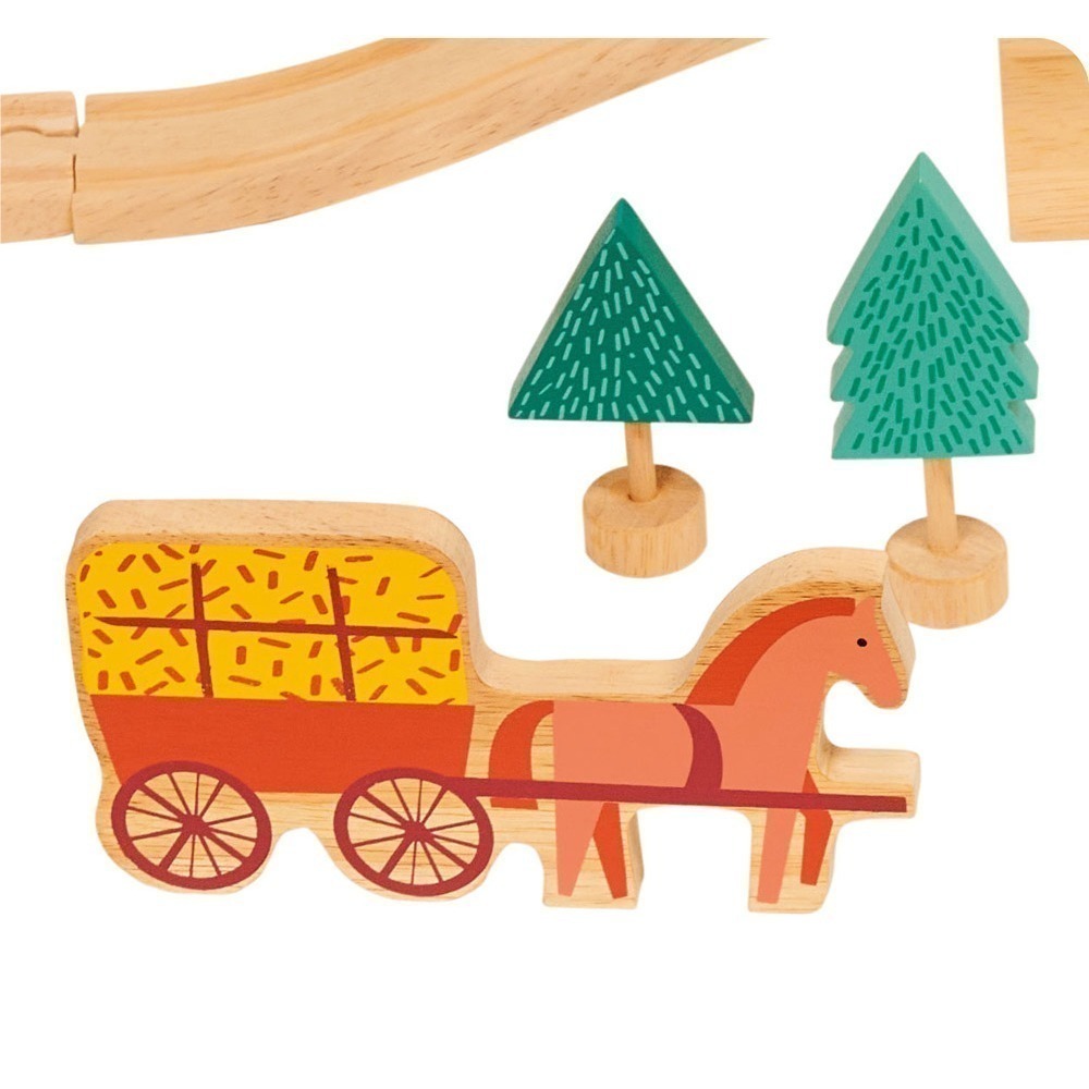 美國 Mentari-農莊火車軌道組(木製玩具/建構式)-細節圖6