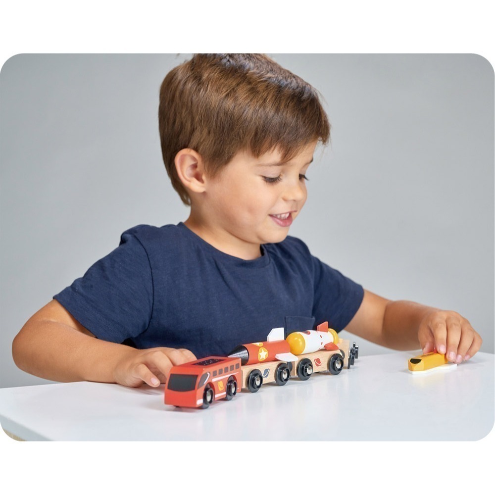 美國 Mentari-太空火箭小火車(木製玩具/磁吸式)-細節圖5