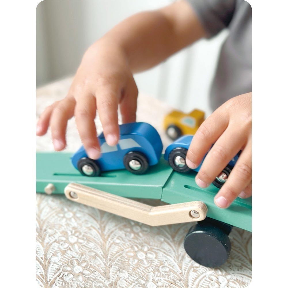 美國 Mentari-雙層運輸拖車(木製玩具/玩具車)-細節圖7