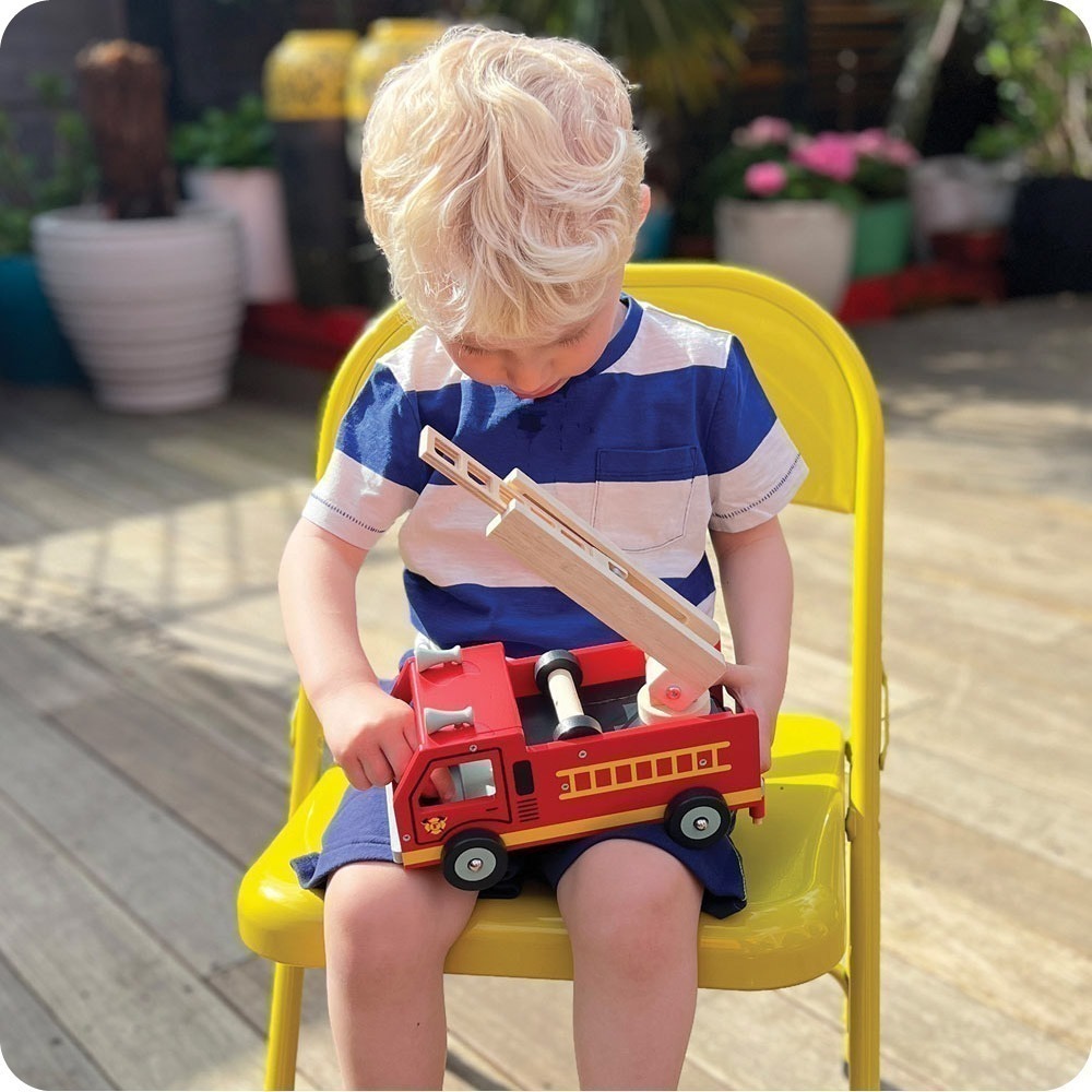 美國 Mentari-消防救援雲梯車(木製玩具/玩具車)-細節圖5