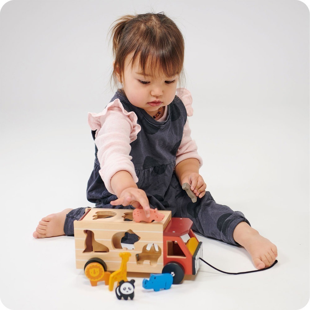 美國 Mentari-野生動物配對手拉車(木製玩具/手眼協調)-細節圖2