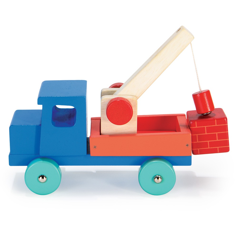 美國 Mentari  藍天吊卡車(木製玩具/交通工具/工程車)-細節圖5