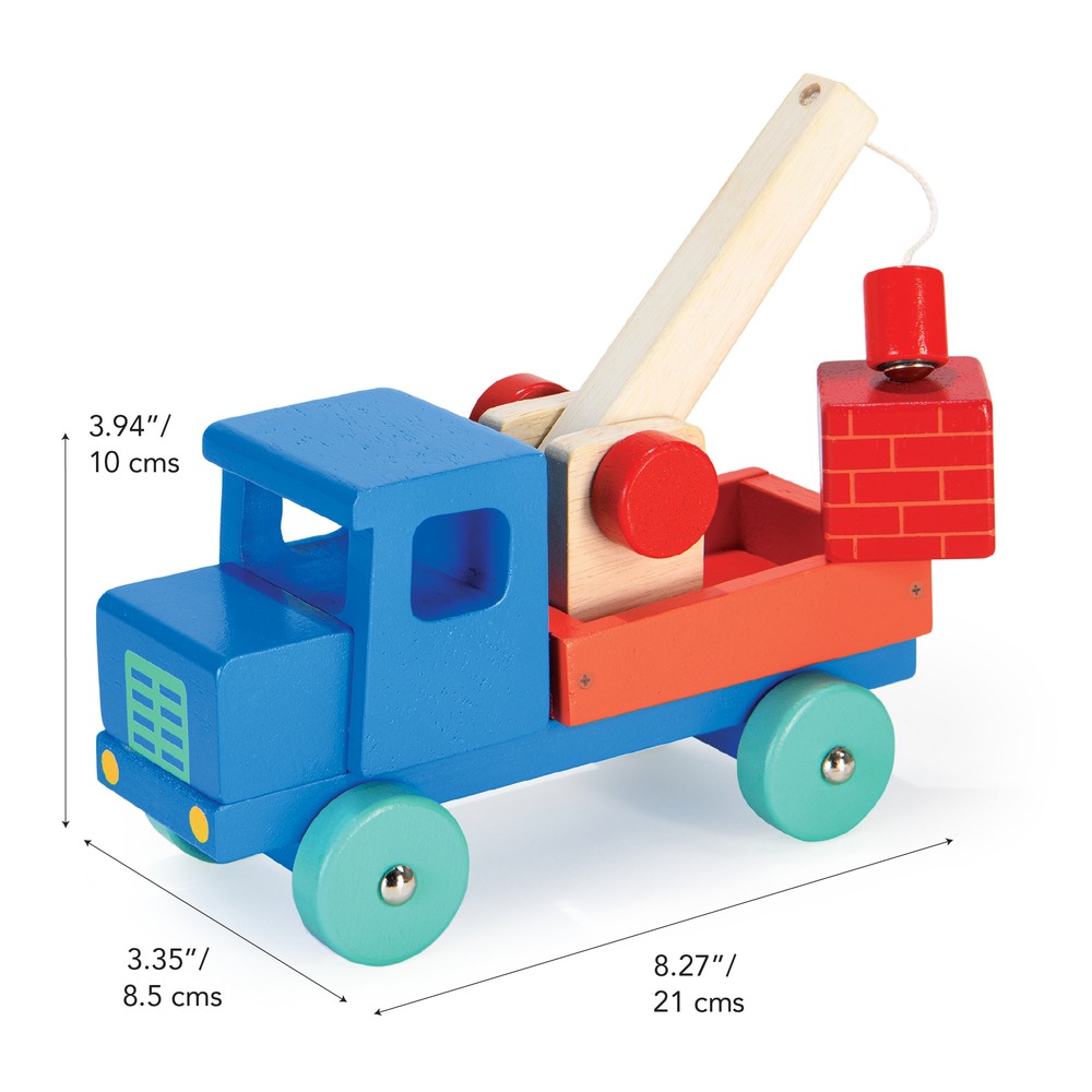 美國 Mentari  藍天吊卡車(木製玩具/交通工具/工程車)-細節圖7