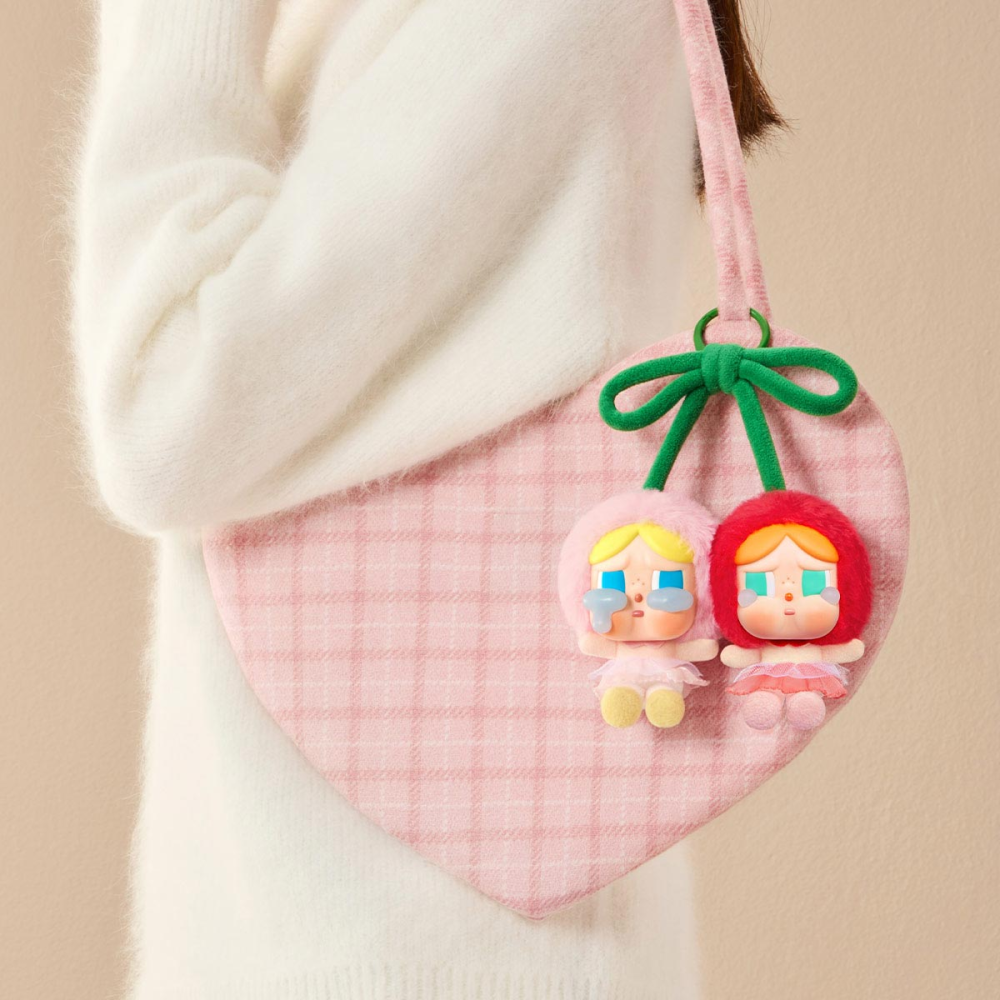 POPMART泡泡瑪特 CRYBABY 哭娃 櫻桃吊卡 甜在一起 搪膠毛絨 吊卡 愛神的眼淚  漂浮手辦 情人節-細節圖3