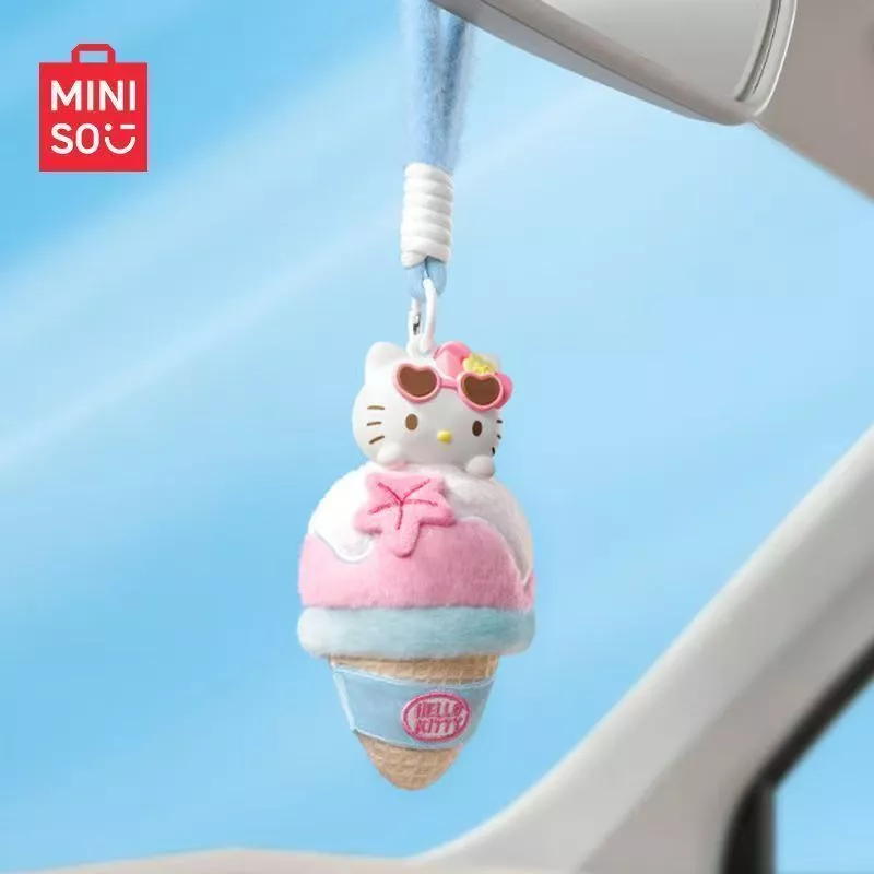 Miniso 名創優品 三麗鷗 HelloKitty 黑皮 曬黑Kitty 夏日黑皮毛絨香薰 盲盒 掛件-細節圖5