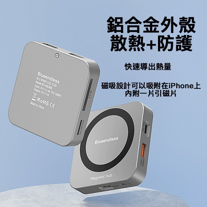 2230 硬碟外接盒 多合一 SD TF 讀卡機 HDMI 支援100W快充 iPhone-細節圖2