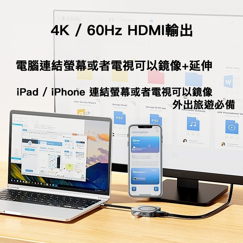 2230 硬碟外接盒 多合一 SD TF 讀卡機 HDMI 支援100W快充 iPhone-細節圖3