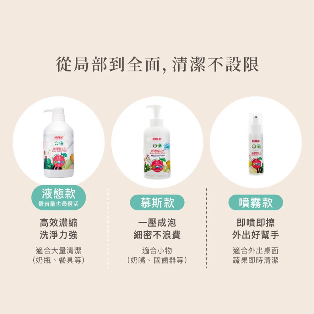 Farlin EcoClean 植物性奶瓶蔬果清潔劑【金寶貝】-細節圖11