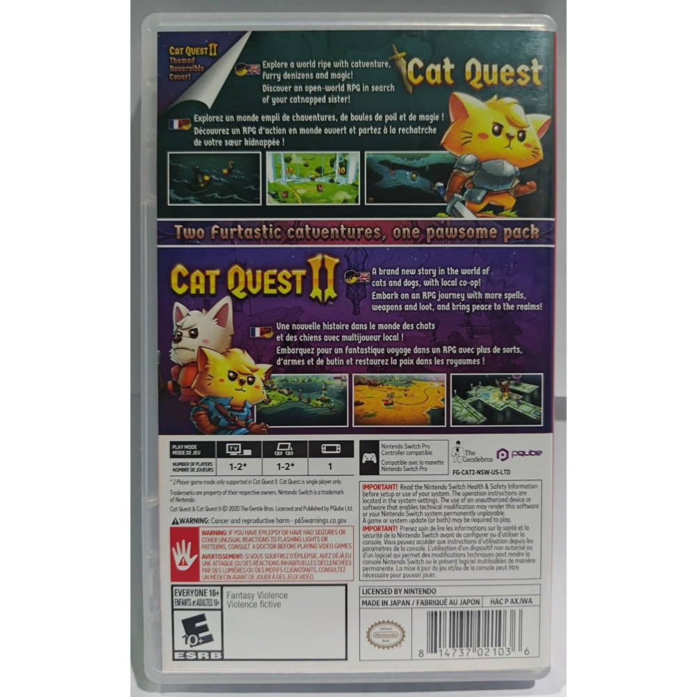 ＜譜蕾兒電玩＞（二手）NS 喵咪鬥惡龍 + 喵咪鬥惡龍 2 : 喵爪合輯 中文版 Cat Quest-細節圖2