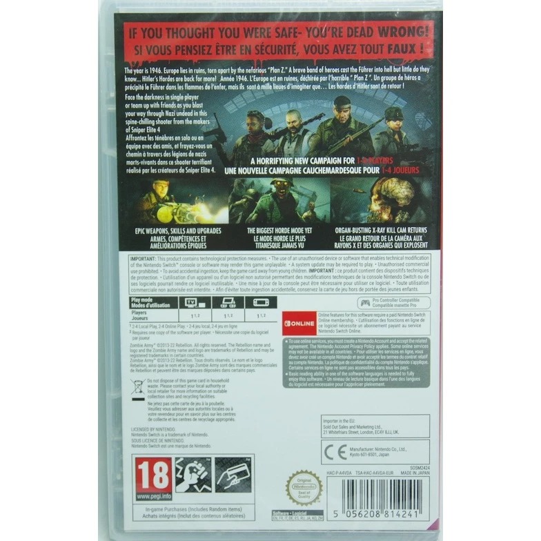 ＜譜蕾兒電玩＞（全新）NS 殭屍部隊:死亡戰爭 4 中文版 Zombie Army 4: Dead War-細節圖2