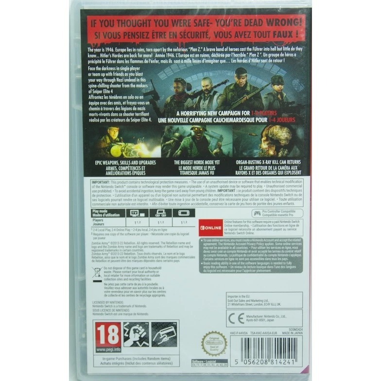＜譜蕾兒電玩＞（全新）NS 殭屍部隊：死亡戰爭 4 中文版 Zombie Army 4: Dead War-細節圖2