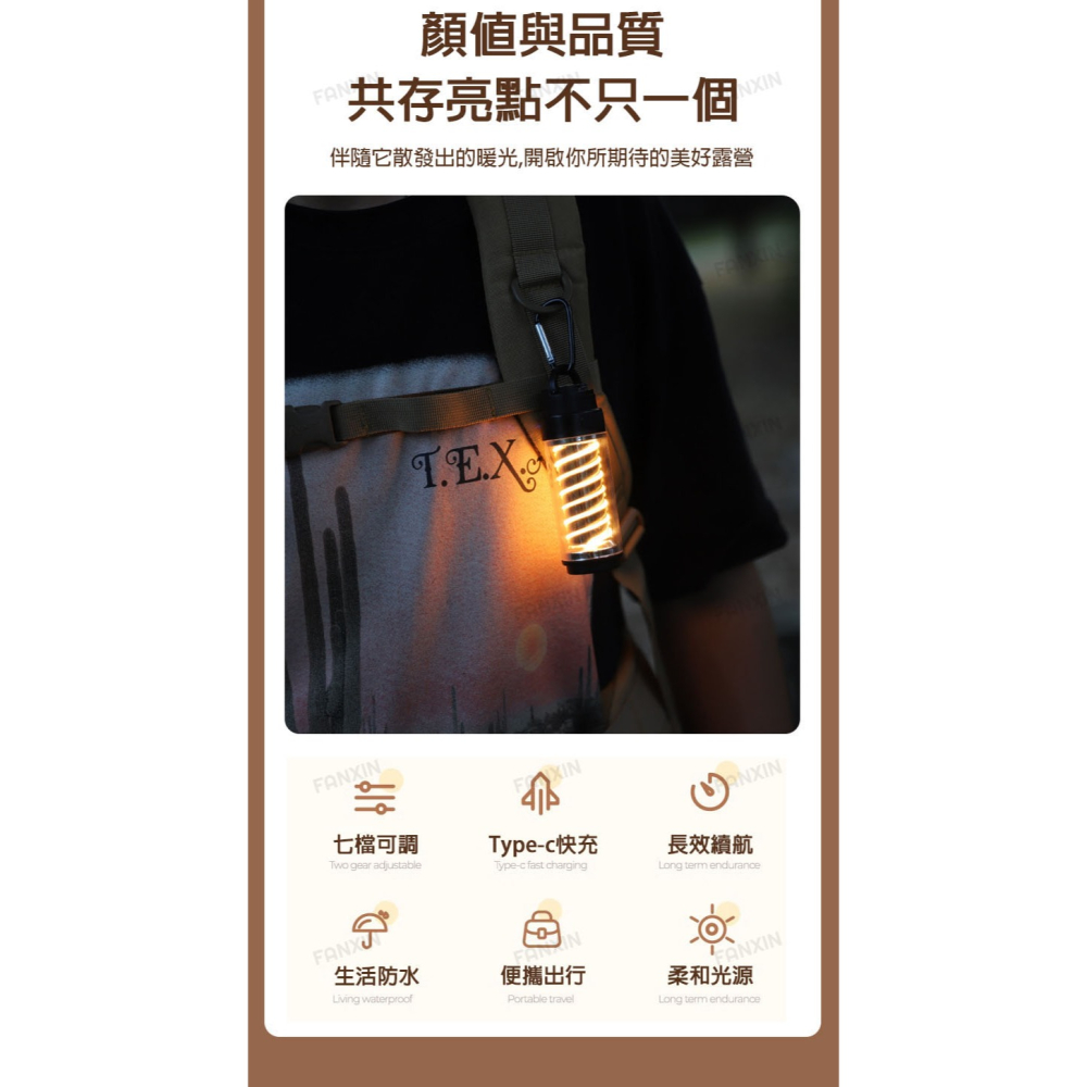 (台灣現貨)愛迪生氣氛塔燈三件組 塔燈 氣氛燈 手電筒 工作燈 LED燈 掛燈 吊燈 露營{梵鑫國際}-細節圖4