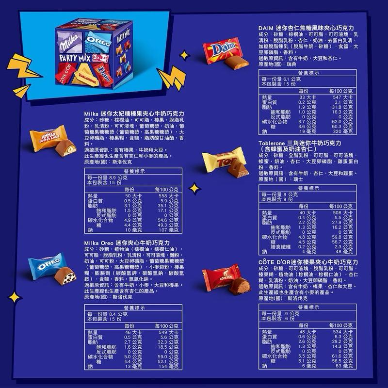 Oreo X Milka 派對分享箱 477公克 #145179 巧克力分享組 五種口味 巧克力派對 小包裝巧克力包送禮-細節圖5