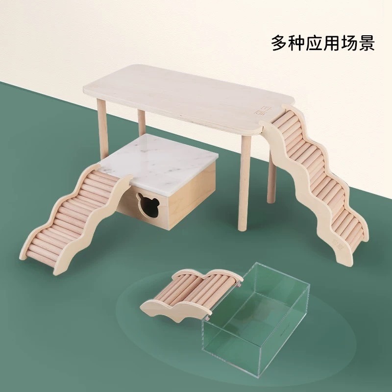 🍔現貨🍔 它適 雲浪木頭爬梯 M號 S號 倉鼠用品 爬梯 梯子-細節圖2