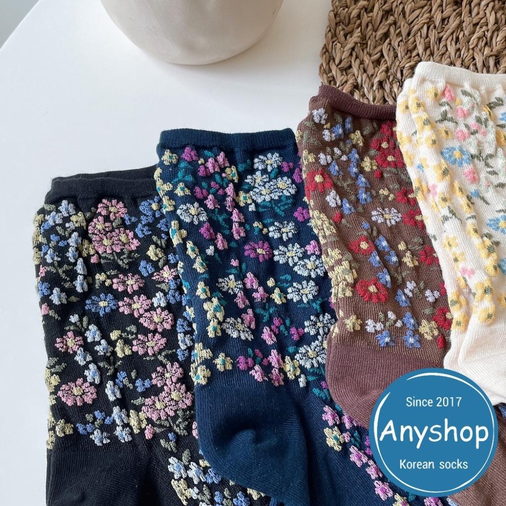 Anyshop韓國襪 復古碎花中筒襪 滿版碎花短襪 植物襪 花花 短襪 韓襪 韓國襪 韓國襪子 碎花 33501-細節圖6