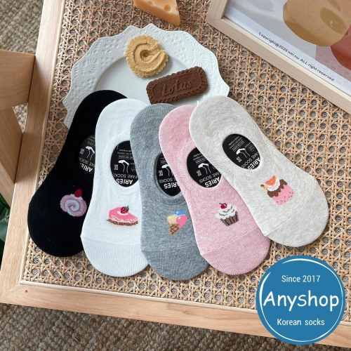 Anyshop韓國襪 食物系列 甜點襪子 蛋糕 冰淇淋 馬芬 後跟止滑膠條 船型襪 極短襪 隱形N1306