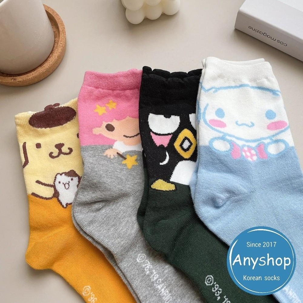 Anyshop韓國襪 三麗鷗整身長襪 kitty 酷企鵝 美樂蒂 蛋黃哥 三麗鷗踝襪 韓襪 韓國襪 韓國襪子20602-細節圖7