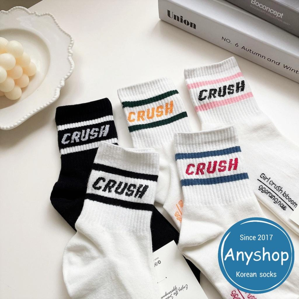 Anyshop韓國襪 英文系列 CRUSH 中筒襪 韓國長襪 韓襪 韓國襪 韓國襪子 長襪 中筒襪 襪子 女襪03801-細節圖8