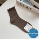 Anyshop韓國襪 花邊 素色襪 荷葉邊 中筒襪 素色襪子 氣質襪子 長襪 韓襪 韓國襪 韓國襪子 木耳邊01201-規格圖9
