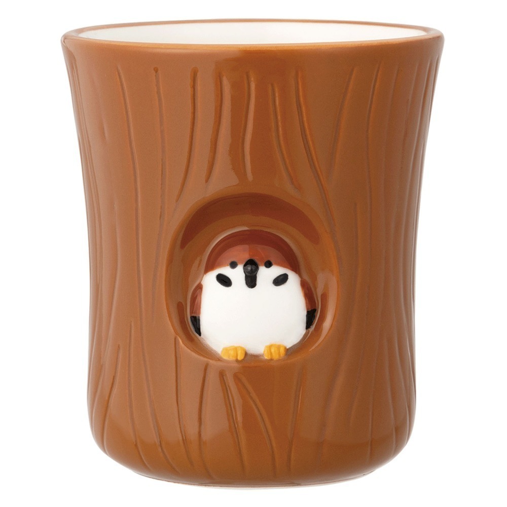 【長期代購】DECOLE 鳥棲息在樹洞造型 陶瓷湯呑杯 200ml-規格圖2