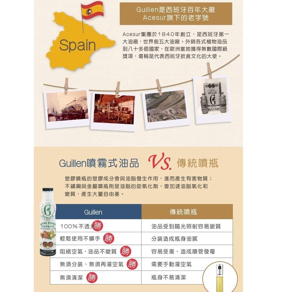 Guillen西班牙原裝進口噴霧式 噴油罐 噴油瓶 松露橄欖油 特級冷壓初榨 200ml氣炸鍋❤️ㄚ比小鼻❤️(現貨)-細節圖4