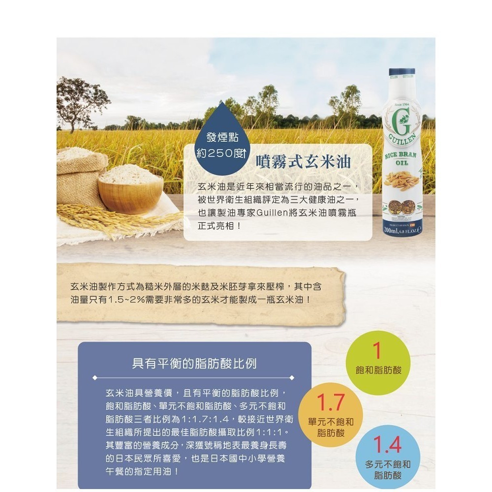 Guillen西班牙原裝進口 噴霧式 噴油罐 噴油瓶 玄米油 200ml 氣炸鍋 X 5瓶 ❤️ㄚ比小鼻❤️(現貨)-細節圖2