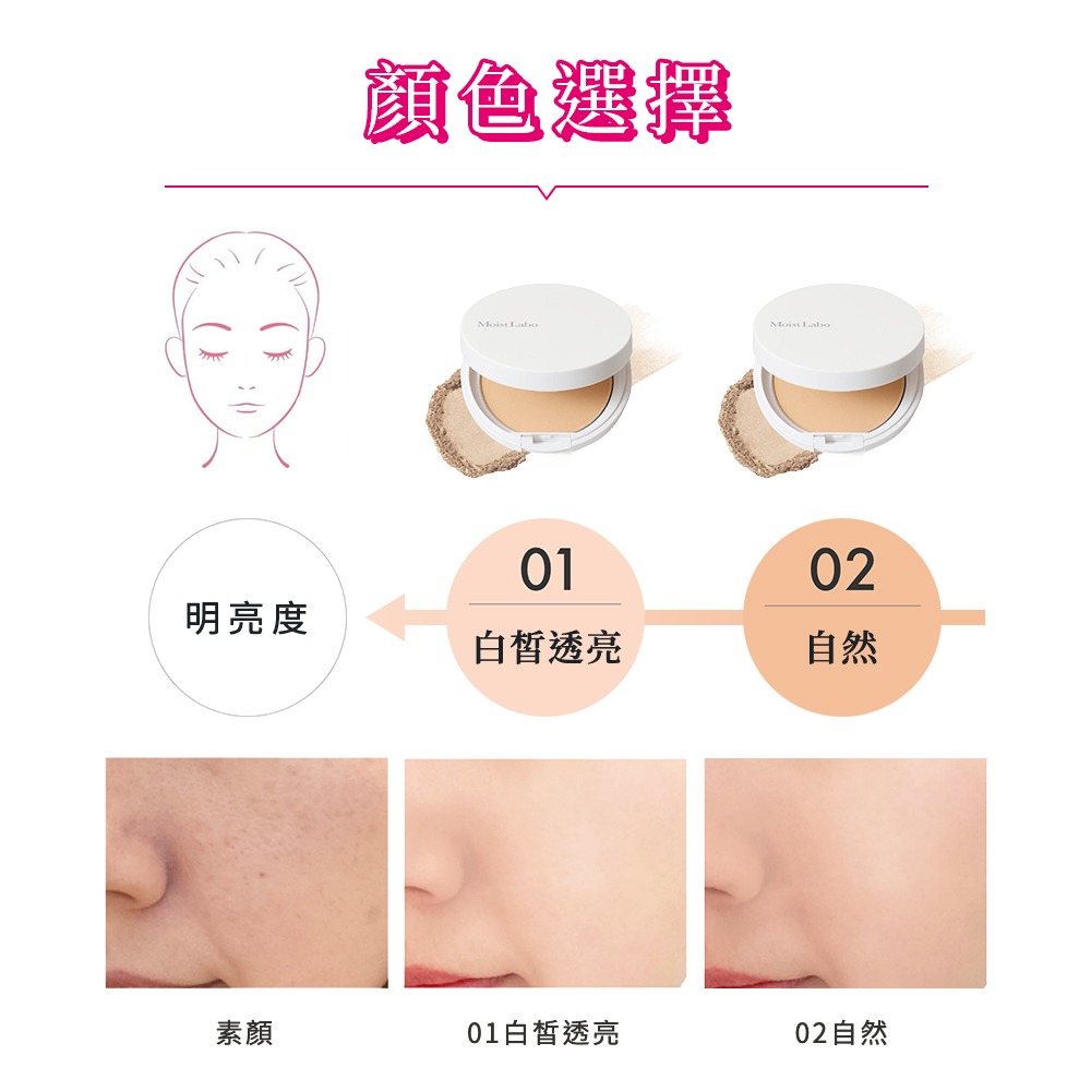 MEISHOKU 明色 Moist Labo 零粉感粉餅9g(白皙透亮01/自然02) (現貨)❤️ㄚ比小鼻❤️-細節圖3