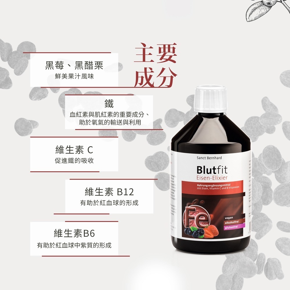原廠 聖伯納德 Sanct Bernhard 水果鐵飲(500ml/瓶)鐵 維生素C 接骨木果 ❤️ㄚ比小鼻❤️-細節圖5