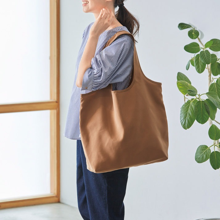 日本Ecomo Fuwarie 環保折疊購物袋 摺疊購物袋 收納袋 藏青色/棕色/黑色/紅色 (現貨)❤️ㄚ比小鼻❤️-細節圖2