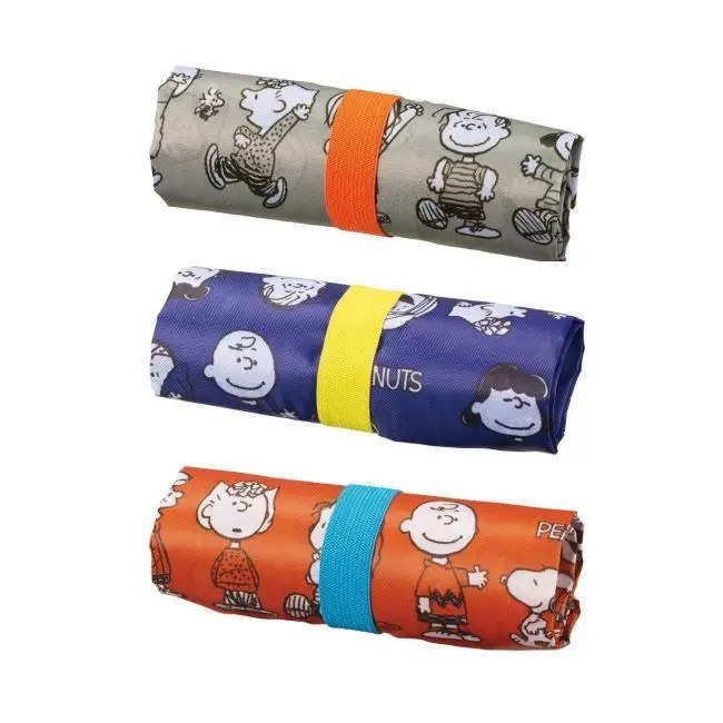 日本 史努比 環保袋 環保折疊購物袋 摺疊購物袋 摺疊收納袋 藏青色/橘色/灰色 (現貨) ❤️ㄚ比小鼻❤️-細節圖3