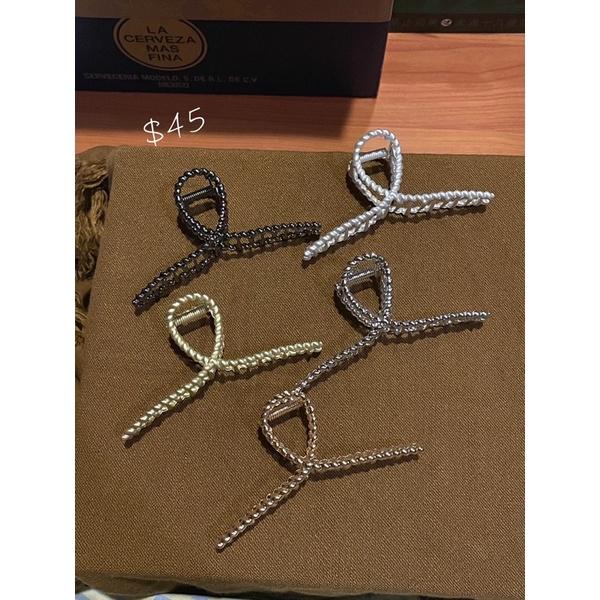 韓版髮飾 重工 珍珠 歐根紗 邊夾 ❤️闆姐姐自留款-細節圖2