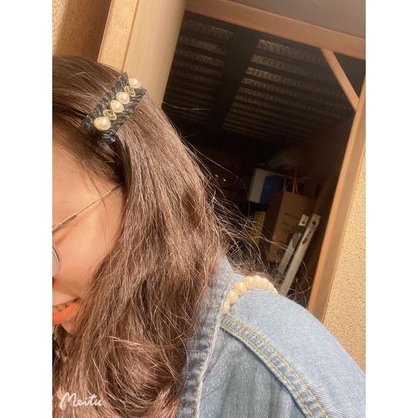 韓版髮飾 重工 珍珠 歐根紗 邊夾 ❤️闆姐姐自留款-細節圖9