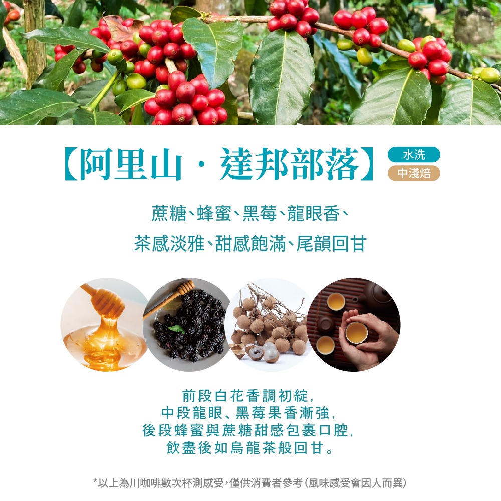 【川咖啡】台灣小農咖啡豆 阿里山達邦部落水洗(半磅227克)-細節圖3