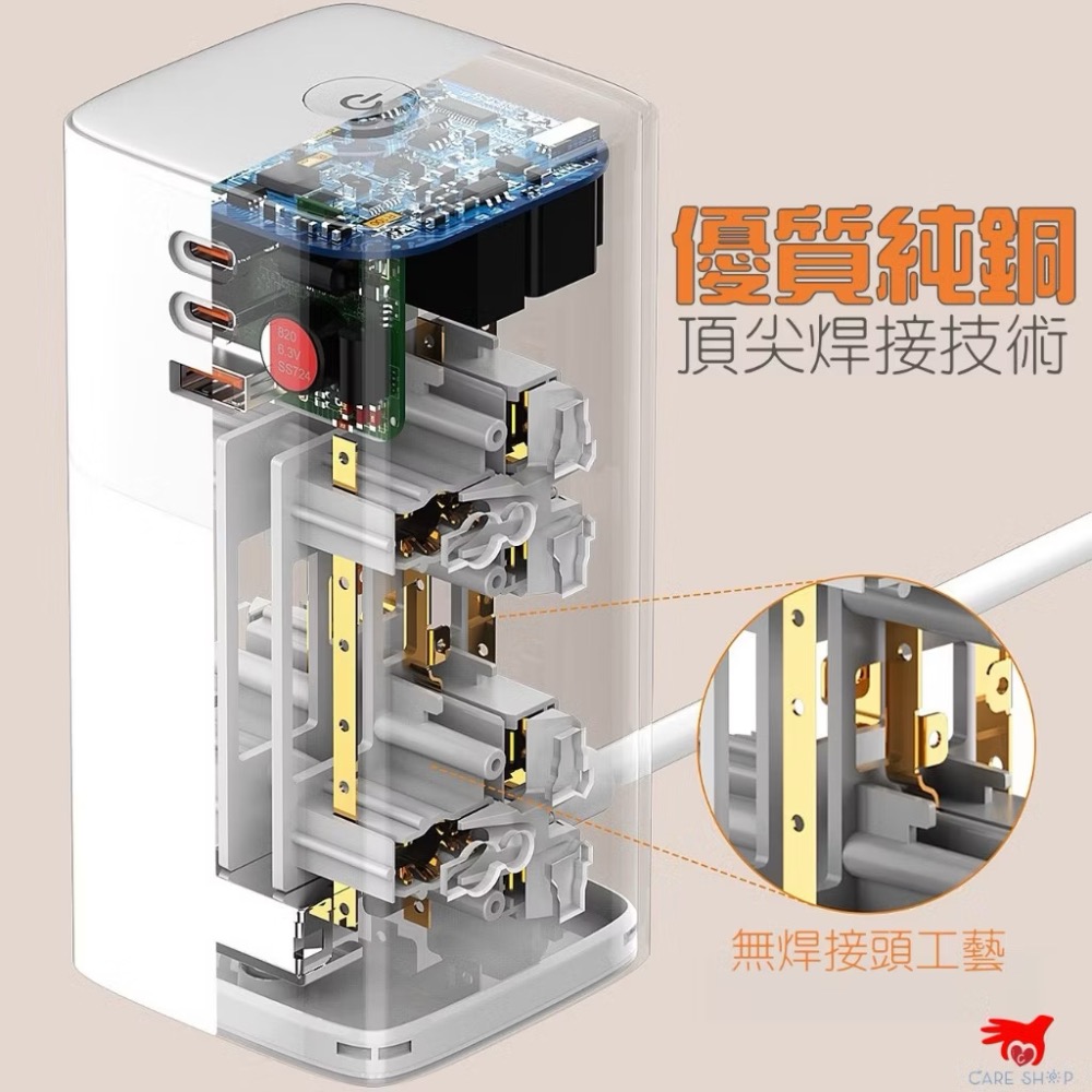 LDNIO 力德諾 氮化鎵70W桌面充電器 送充電線!PD快充立式延長線 GAN QC5 Type C 豆腐頭排插充電塔-細節圖7
