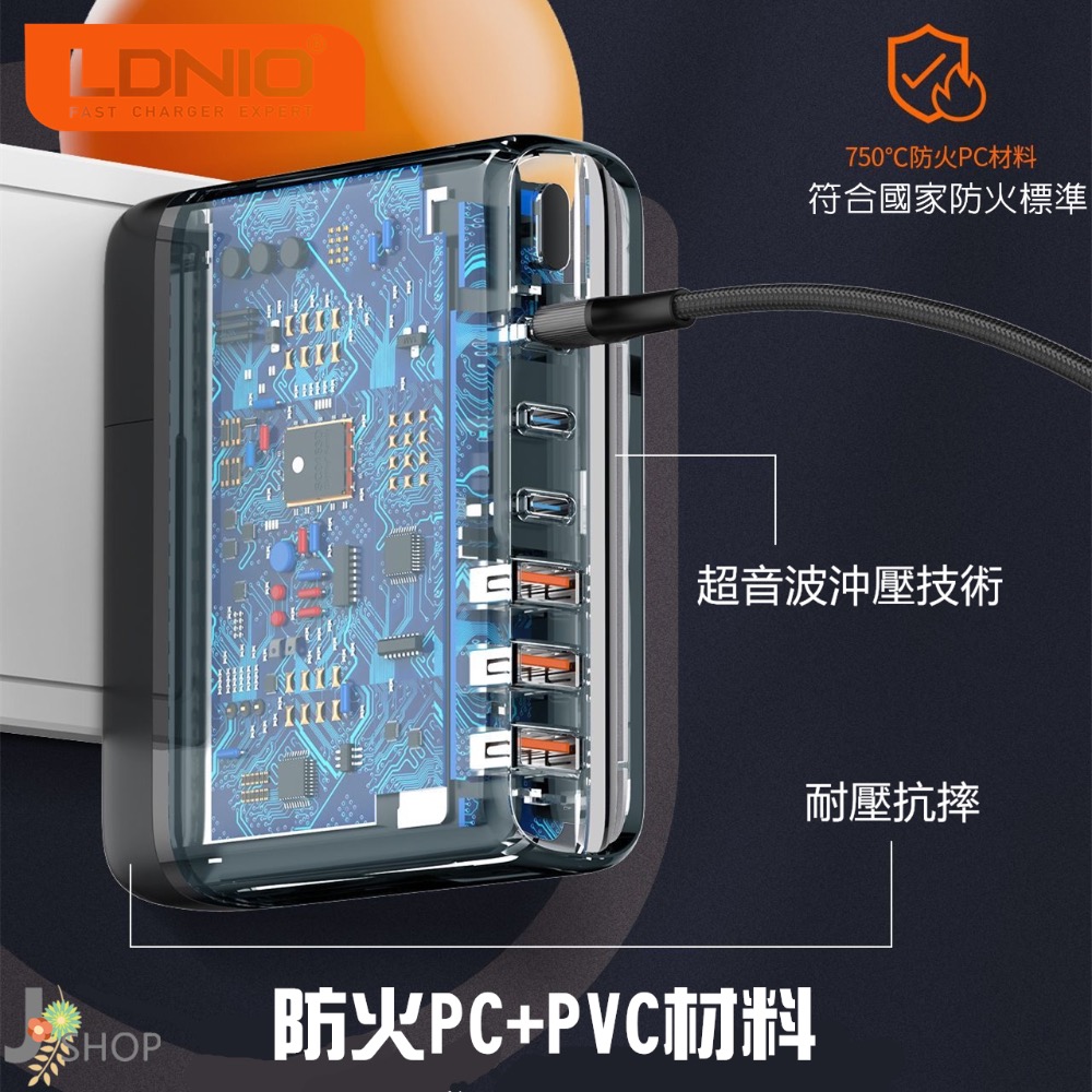 LDNIO 國際大廠 力德諾 GaN 氮化鎵 快充 140W PD快充 充電器 TYPE C 豆腐頭 快充頭-細節圖5