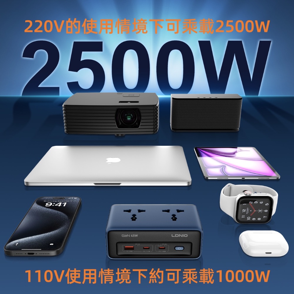 LDNIO 45W 桌面塔型充電器45W快充電塔延長線排插氮化鎵 EU UK US多國插頭旅行插頭旅遊轉接頭65W力德諾-細節圖9