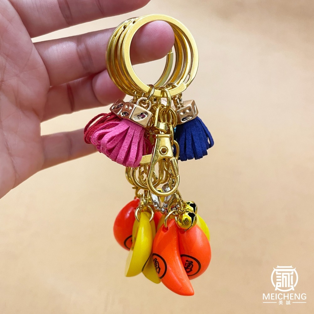 【美誠藝品】勇字博杯流蘇鑰匙圈(2件150)/快速出貨/鑰匙圈/勇字/筊杯/可拆/白沙屯/媽祖-細節圖6