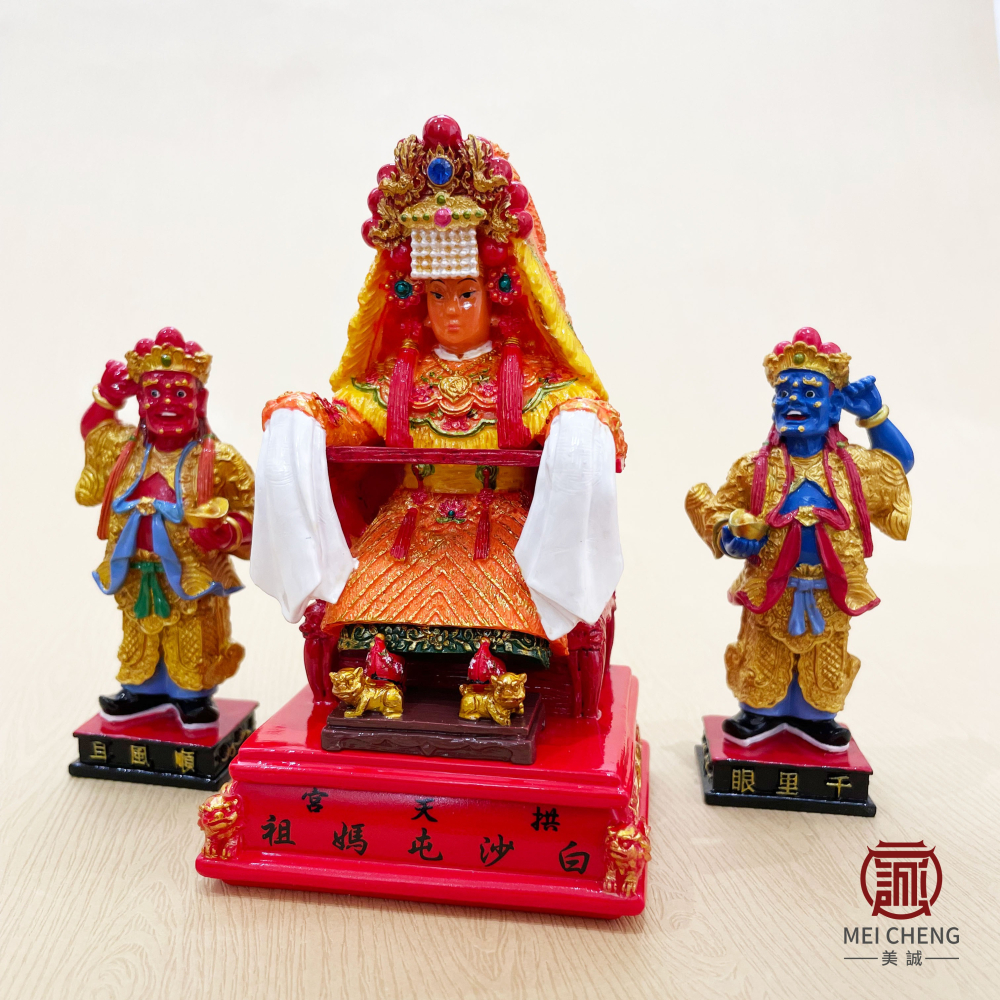 【美誠藝品】白沙屯媽祖有保庇公仔組/千順將軍/送小銅爐/仿真神像/公仔全新組合/快速出貨-細節圖4