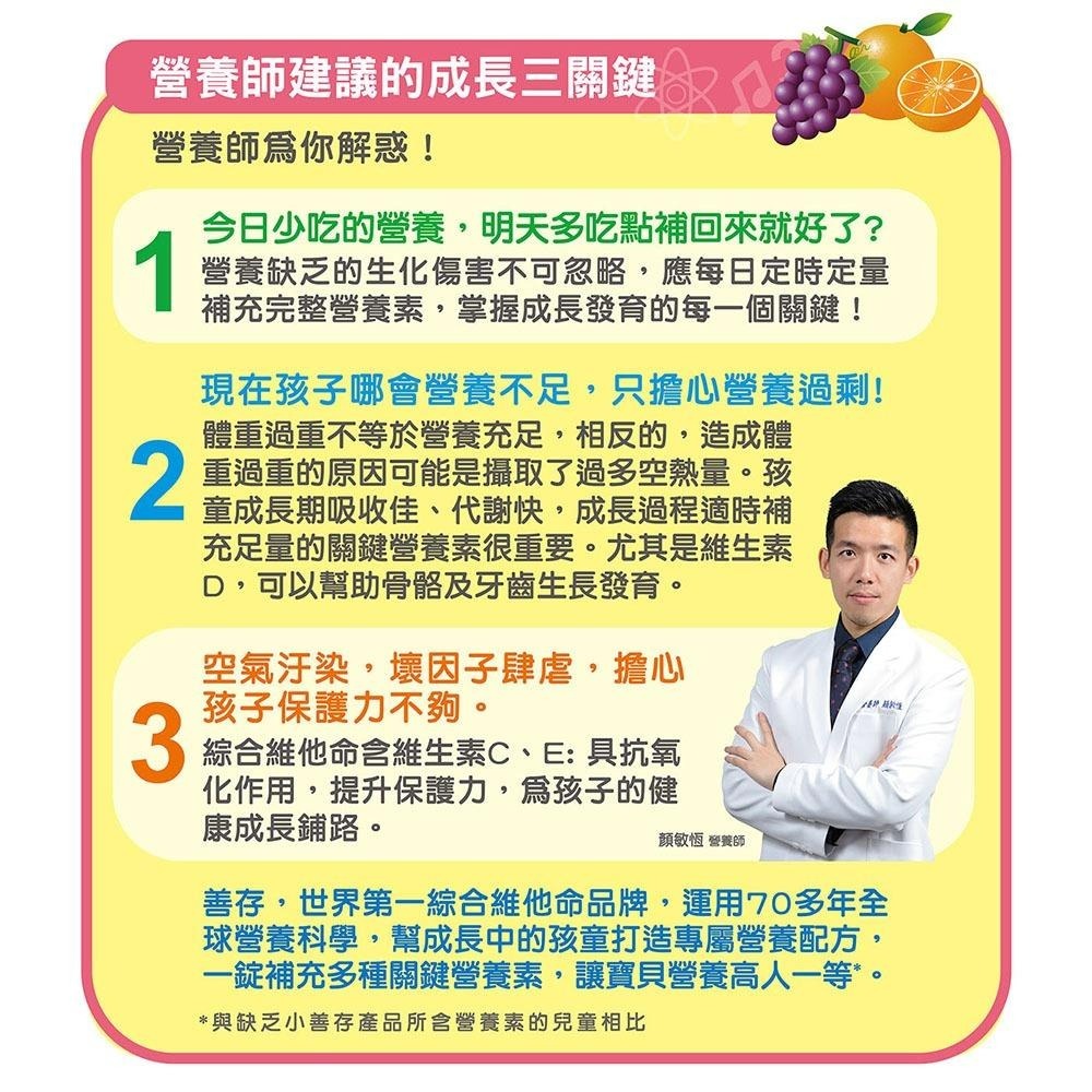 官方正貨 實體店面經營 小善存 綜合維他命+維他命C 調整體質 葡萄口味 60顆/瓶  | 熊野藥局-細節圖4