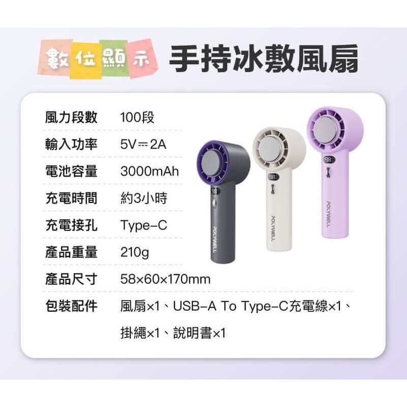 【限量買一送一】Polywell超輕量手持冰敷風扇 不挑款-細節圖6