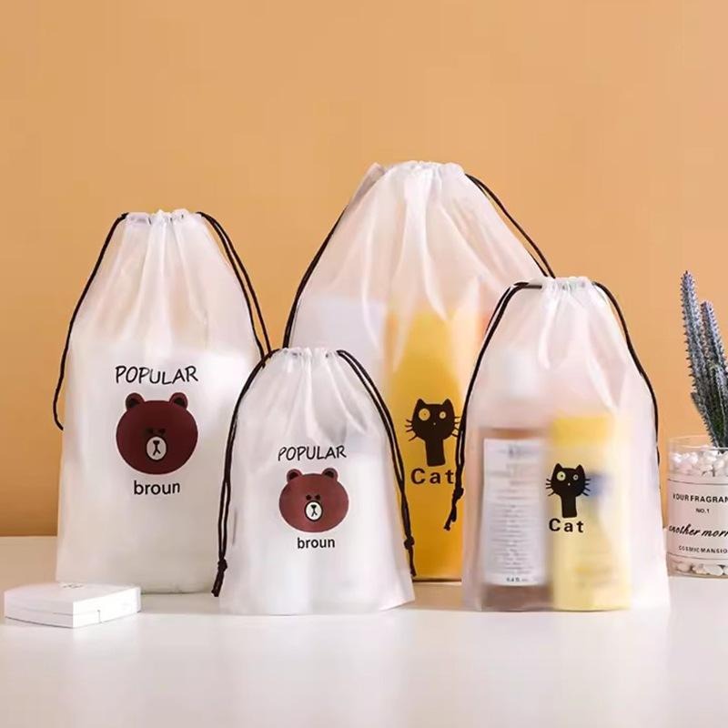 卡通小熊抽繩便攜襪子收納包整理袋 外出便攜旅行化妝品束口袋-細節圖2