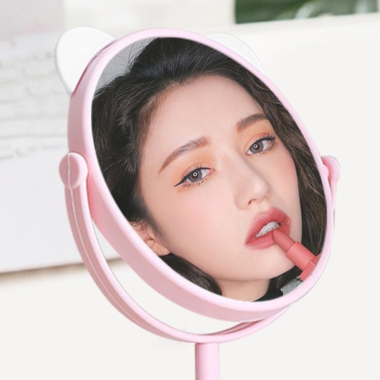 熱銷新款卡通貓耳朵化妝鏡多功能耳飾擺放台鏡單面高清可旋轉鏡子-細節圖3